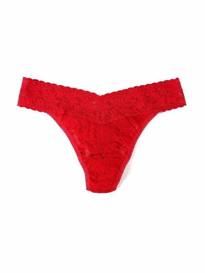 Original Rise Signature Lace Thong in Dark Pomegranate Red - Hanky Panky