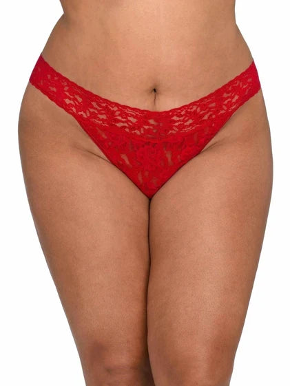 Original Rise Signature Lace Thong in Dark Pomegranate Red - Hanky Panky