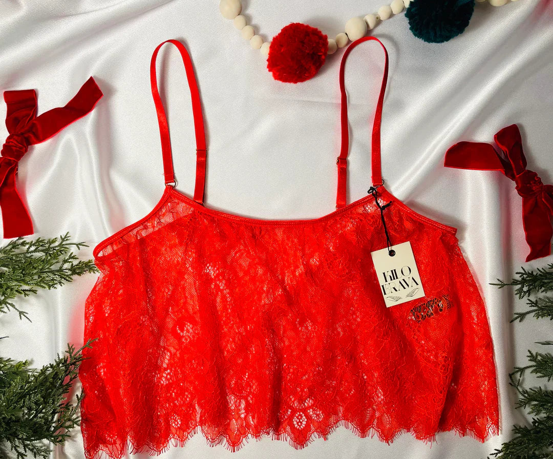 Lace Crop Cami In Classic Red - Kilo Brava