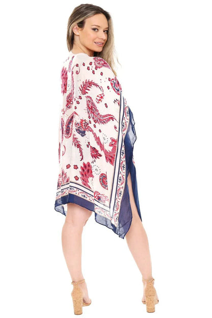 Printed Cover Up in Red/Navy Blue Paisley - Lovely Lies