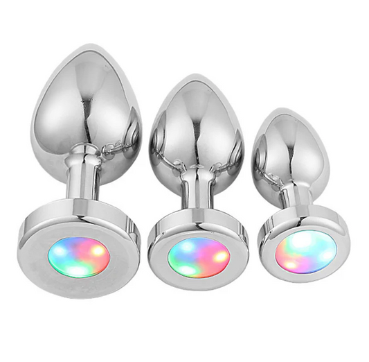 Round Silver Plug Set In LED Light - Pink Elephant