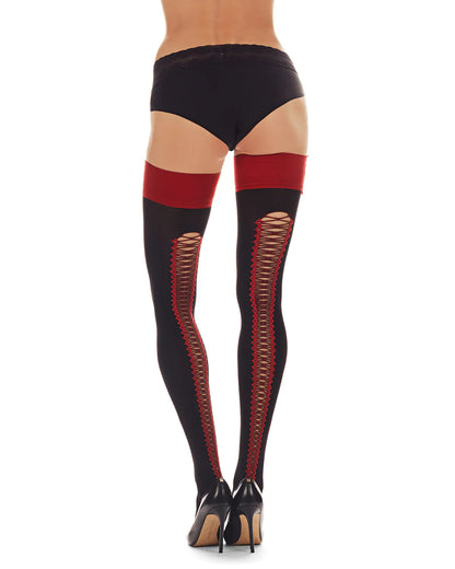 Ooh La La Corset Thigh Highs In Black & Red - MeMoi