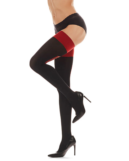 Ooh La La Corset Thigh Highs In Black & Red - MeMoi