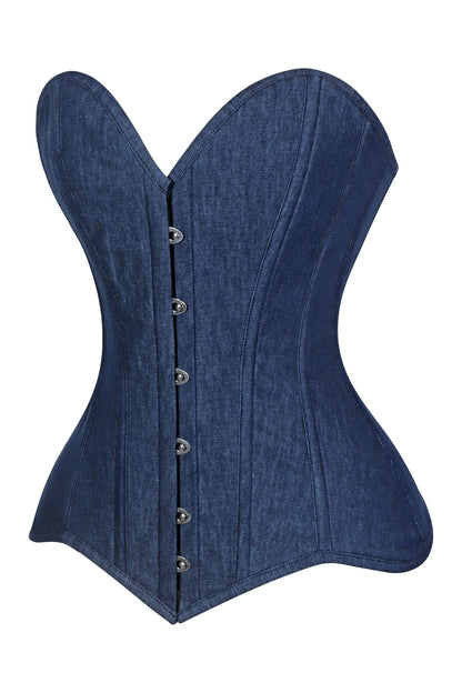 Lavish Dark Denim Overbust Corset Top - Daisy Corsets