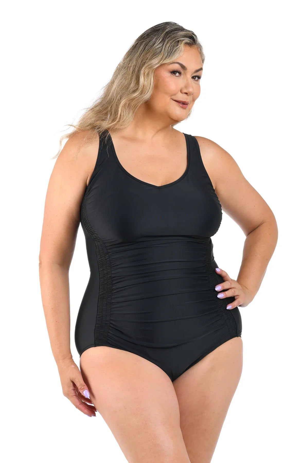 Solid Over The Shoulder Maillot in Black