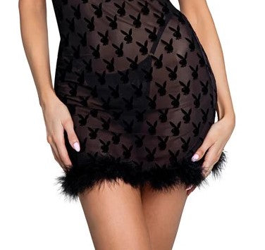 Bunny Noir Mesh Thong In Black - Playboy - BraTopia