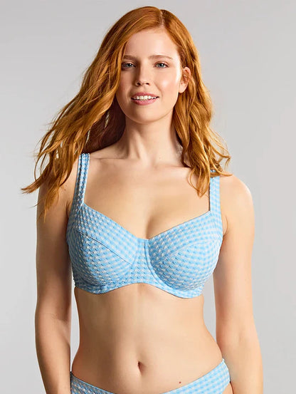 Gingham Olivia Full Cup Bikini Top In Sky Blue - Panache