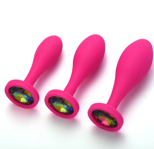 Slim Pink Silicone Plug Set In Rainbow - Pink Elephant