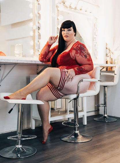 Whitney: Red Back Seam Thigh Highs- Classy With A Little Sassy - Kix'ies