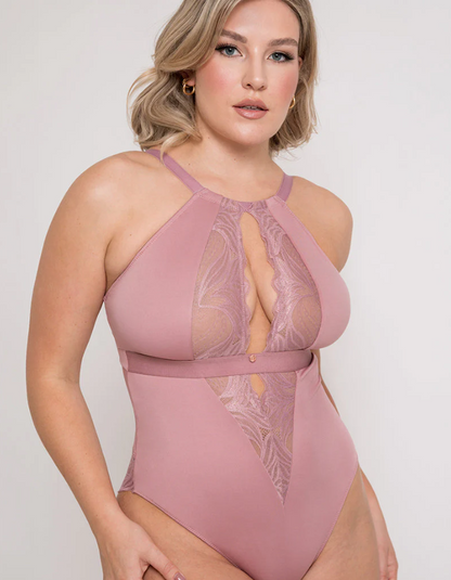 Scantilly Indulgence Stretch Lace Body In Dusty Rose - Curvy Kate - BraTopia