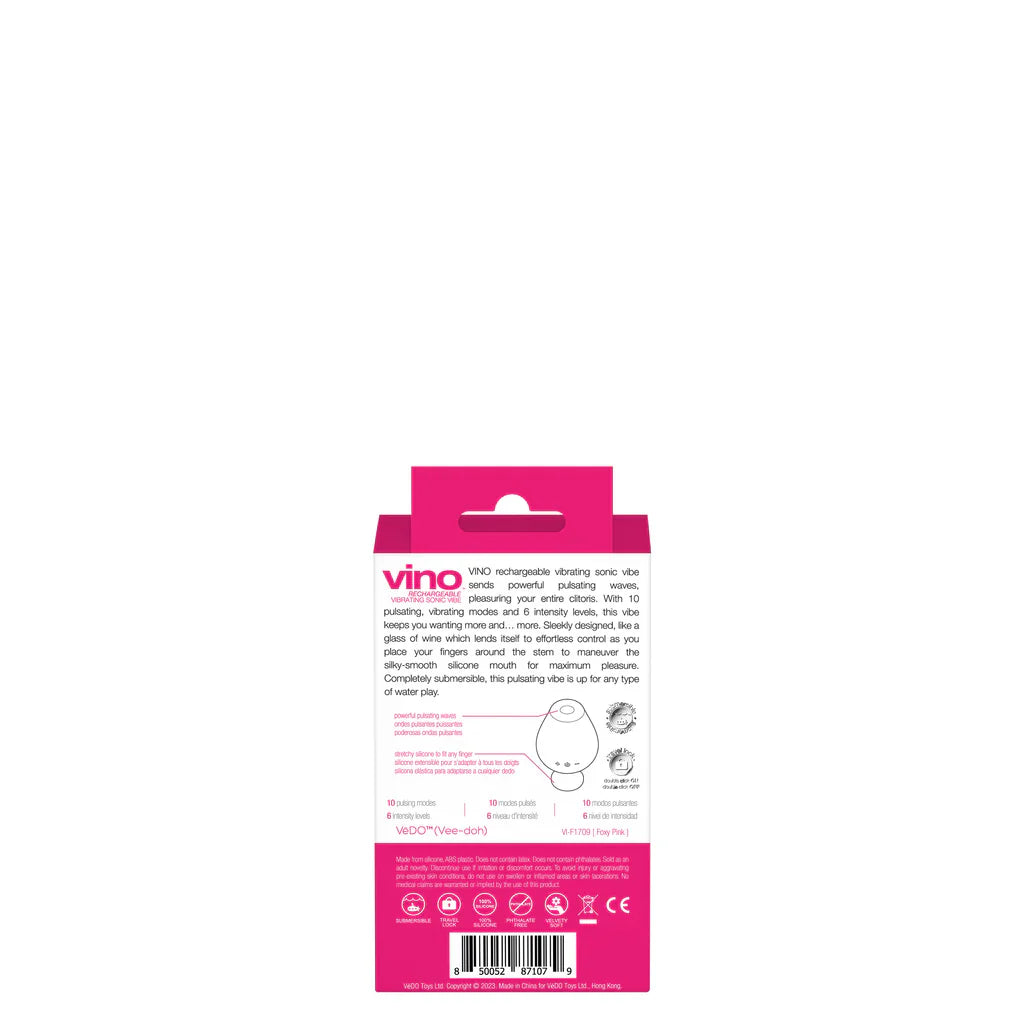 Vino Rechargeable Vibrating Sonic Vibe in Pink - Vedo