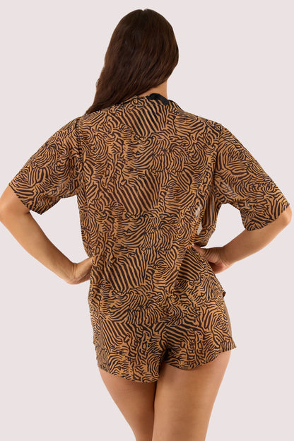 Tiger Print Georgette Beach Shirt - Wolf & Whistle