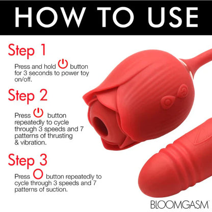 Romping Rose 10X Suction Rose & Thrusting In Red - Bloomgasm