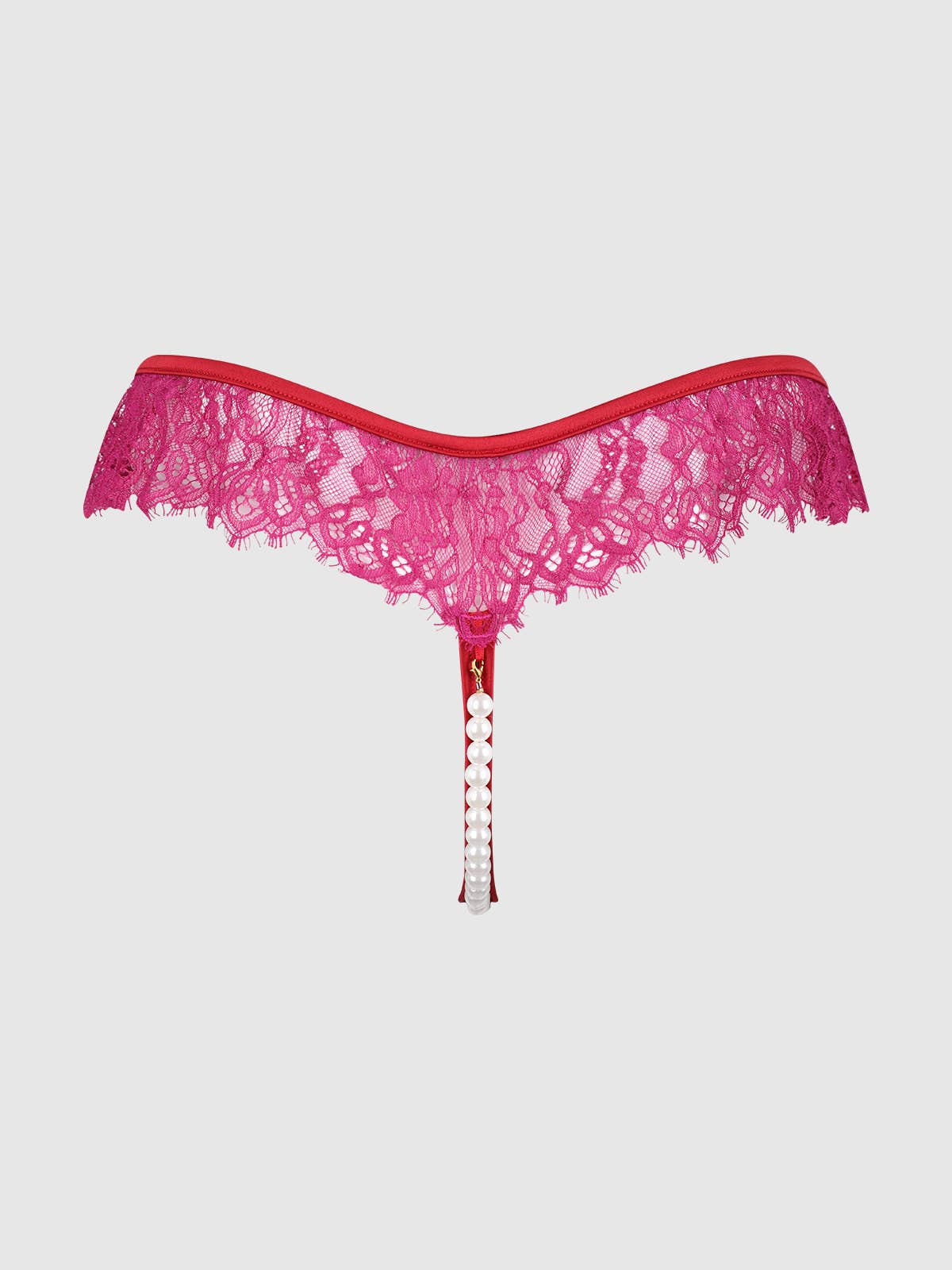 Jocelyn Lace & Pearl Crotchless Thong | House of Desire
