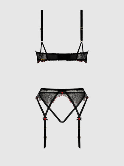 Ilena Embroidered Tulle Lingerie Set - House of Desire
