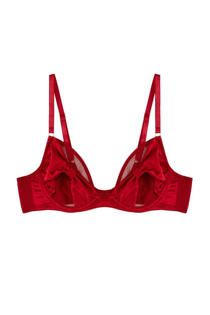 Annette Satin Bow Cup Bra In Red - Playful Promises - BraTopia