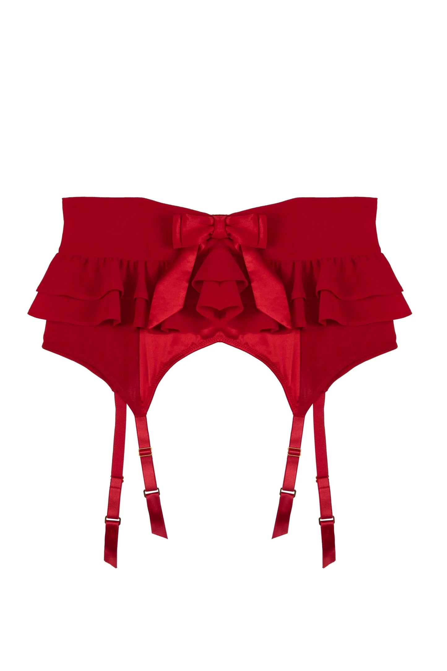 Annette Satin Skirted Suspender Belt In Red - Playful Promises