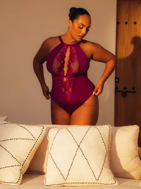 Scantilly Indulgence Stretch Lace Body In Berry Purple - Curvy Kate