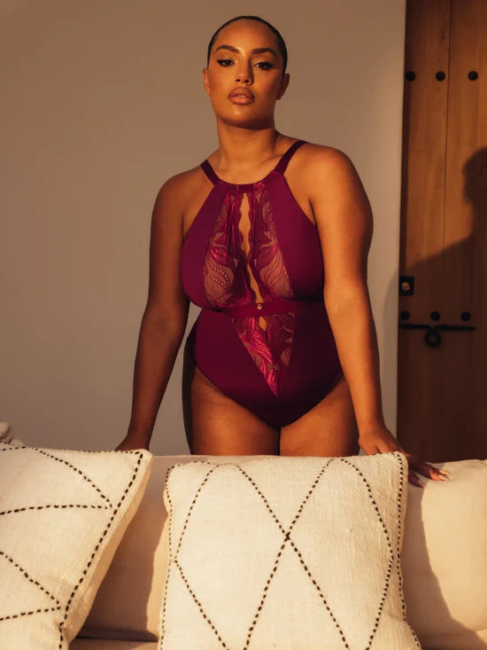Scantilly Indulgence Stretch Lace Body In Berry Purple - Curvy Kate