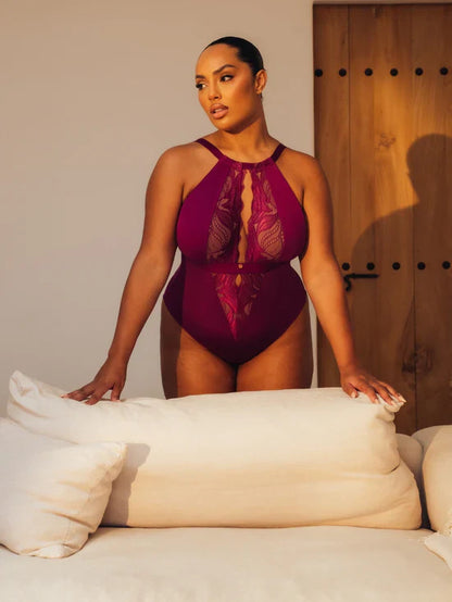 Scantilly Indulgence Stretch Lace Body In Berry Purple - Curvy Kate