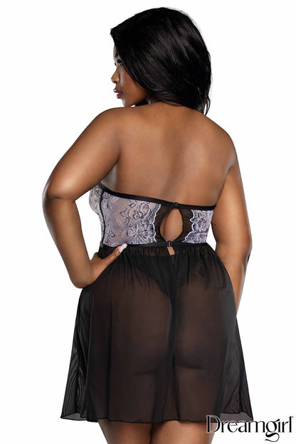 Lace Sheer Mesh Babydoll - Dreamgirl