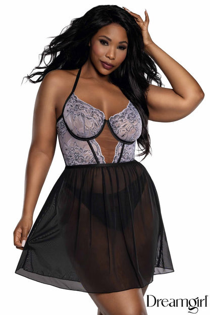 Lace Sheer Mesh Babydoll - Dreamgirl