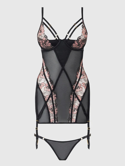Nova Blacklight Lace Chemise In Black - House of Desire