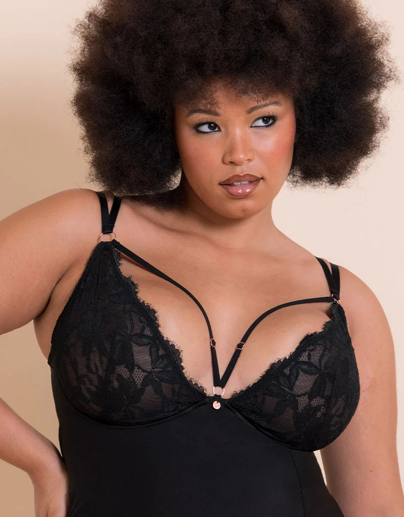Scantilly Embrace Wired Deep Plunge Chemise in Black - Curvy Kate