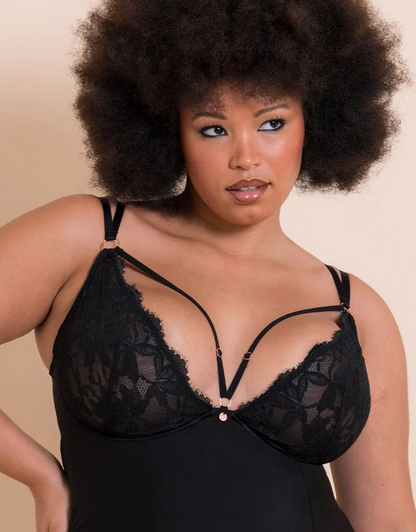 Scantilly Embrace Wired Deep Plunge Chemise in Black - Curvy Kate