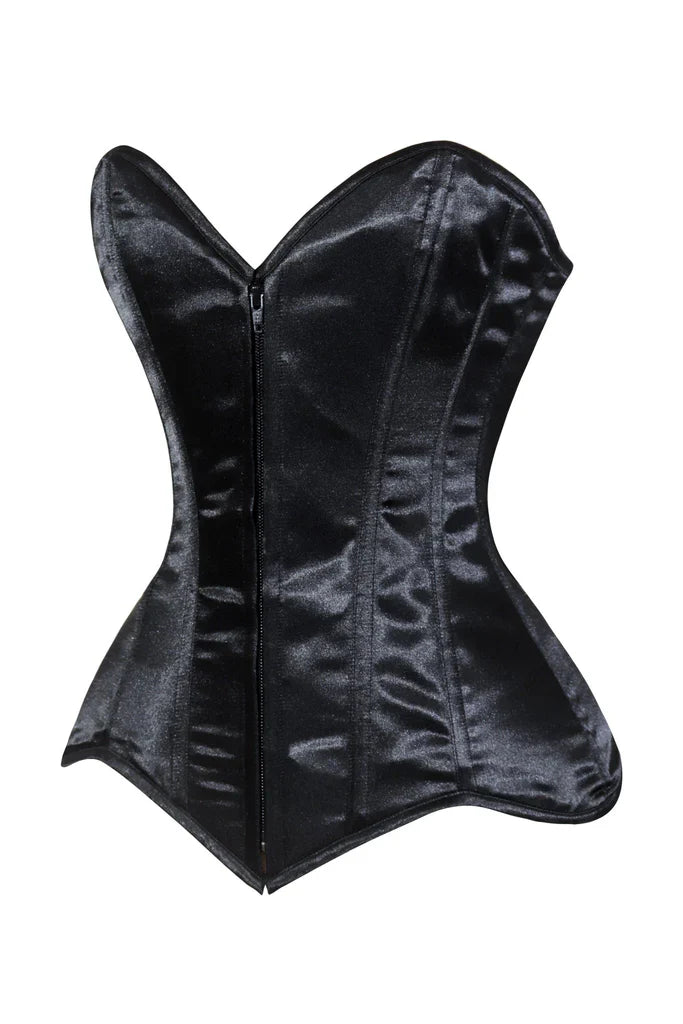 Lavish Satin Front Zipper Overbust Corset - Daisy Corsets