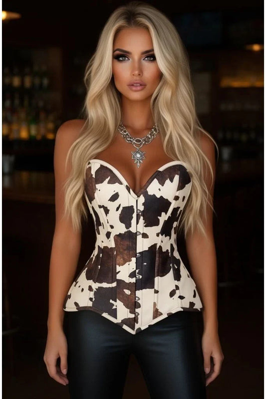 Cow Print Faux Leather Corset Top - Daisy Corsets