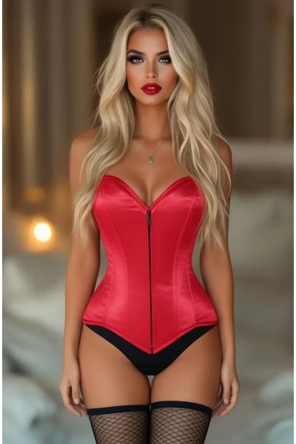 Lavish Satin Front Zipper Corset - Daisy Corsets