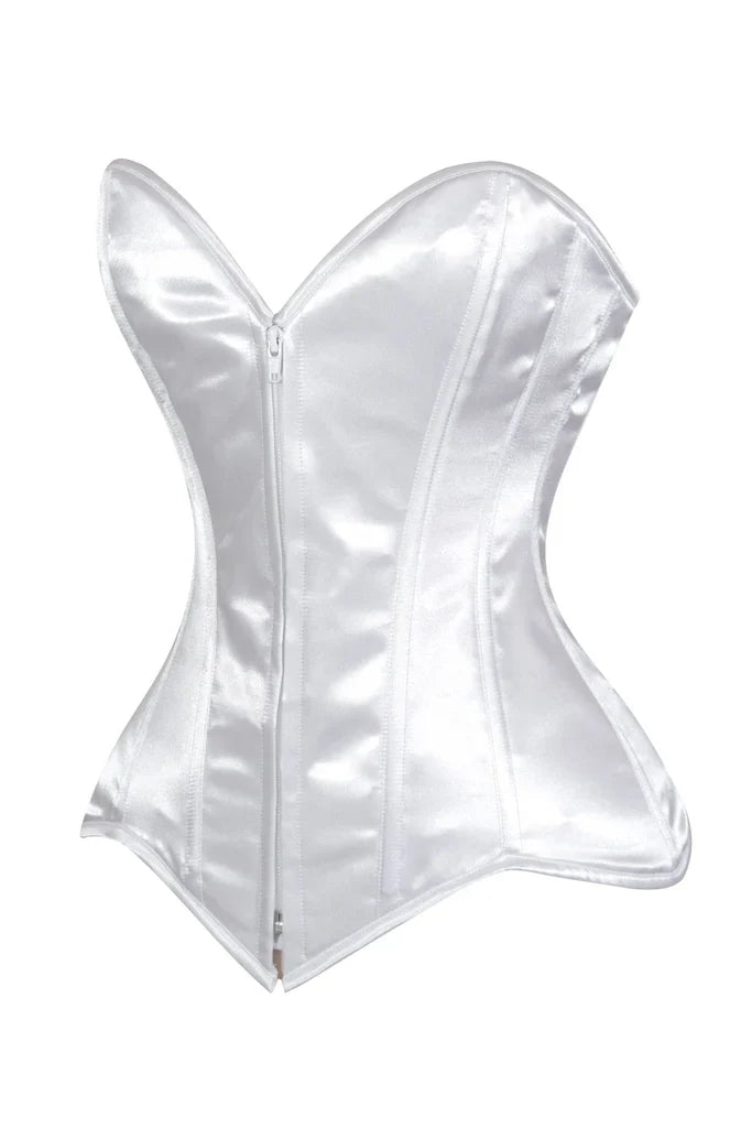 Lavish Satin Front Zipper Overbust Corset - Daisy Corsets