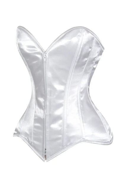 Lavish Satin Front Zipper Overbust Corset - Daisy Corsets