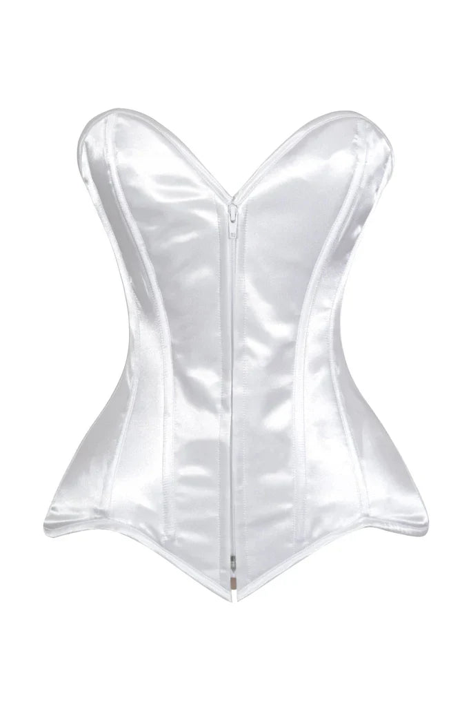 Lavish Satin Front Zipper Overbust Corset - Daisy Corsets