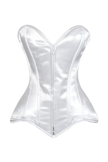 Lavish Satin Front Zipper Overbust Corset - Daisy Corsets