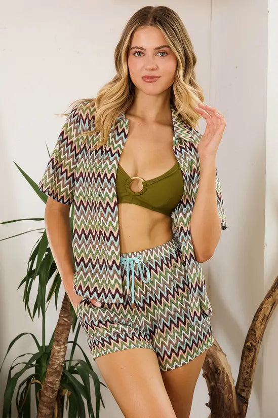Zig Zag Crochet Beach Shorts - Wolf & Whistle