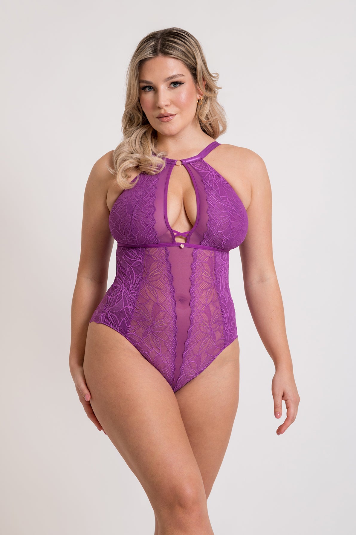 Scantilly Opulence Stretch Lace Body In Mystic Purple - Curvy Kate