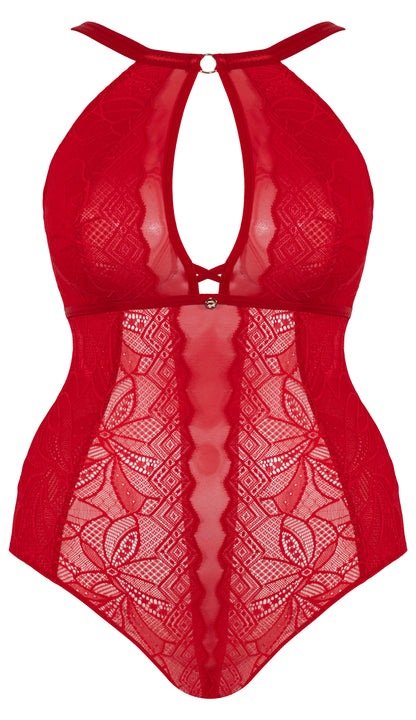 Scantilly Opulence Stretch Lace Body In Ruby Red - Curvy Kate