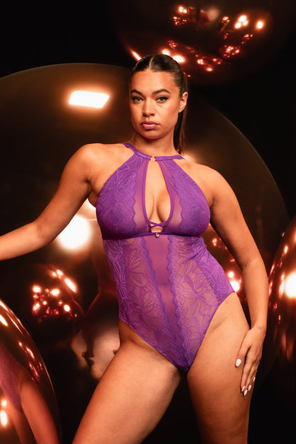 Scantilly Opulence Stretch Lace Body In Mystic Purple - Curvy Kate