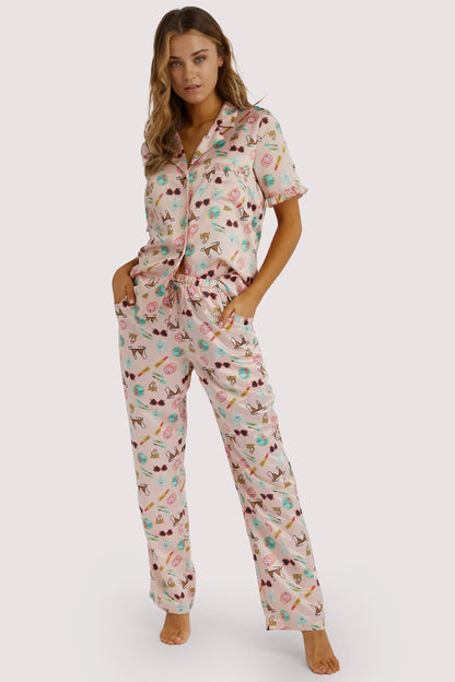 Bodil Jane Recycled Satin Short Sleeve Top - Playful Promises