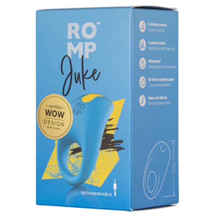 ROMP Juke vibrating cock ring in blue — best vibrating cock ring Canada 2026