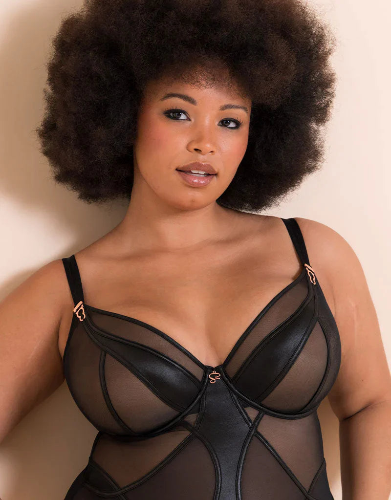 Scantilly Suspense Plunge Bodysuit in Black- Curvy Kate