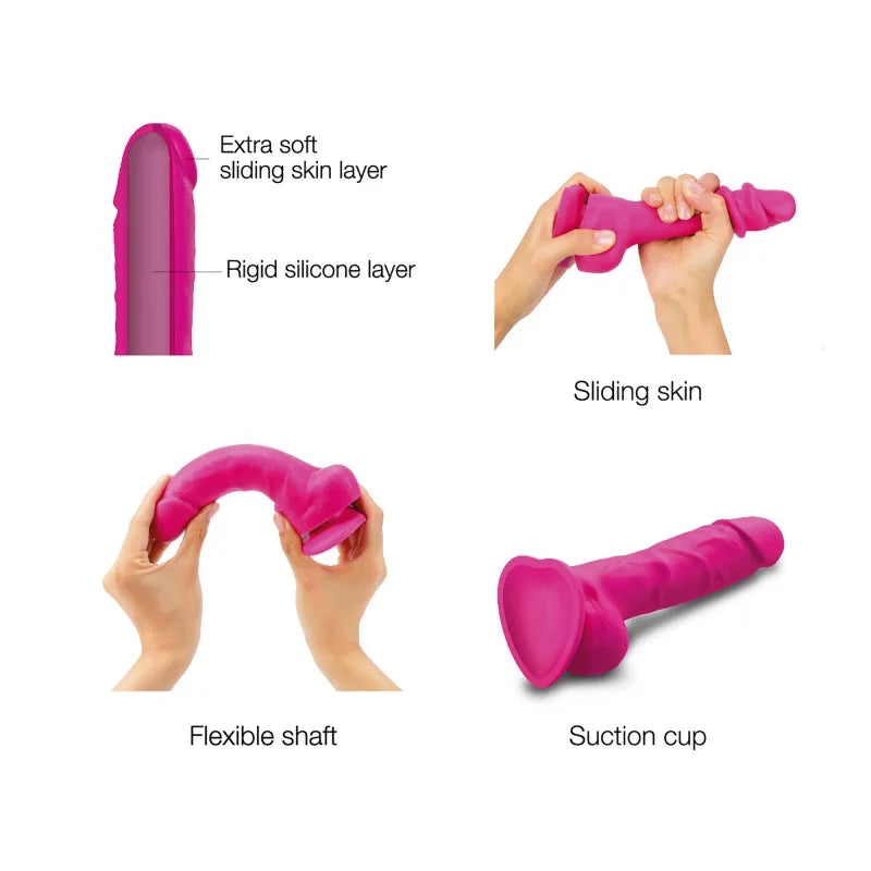 Sliding Skin Realistic Dildo In Fuchsia - Love to Love