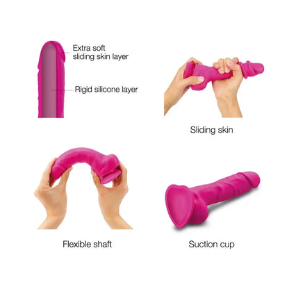 Sliding Skin Realistic Dildo In Fuchsia - Love to Love