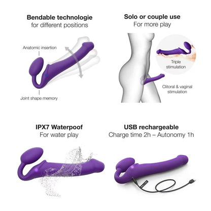 Vibrating Bendable Strap On In Purple - Strap-on-me - BraTopia