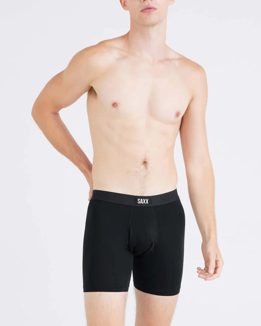 Vibe Xtra Soft Comfort Boxer Brief Fly in Black - SAXX