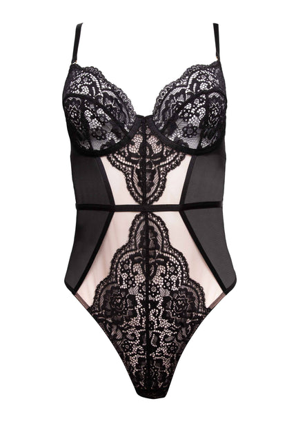 Ariana Lace Underwired Body In Black - Wolf & Whistle - BraTopia