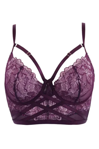 After Hours Padded Longline Bra In Blackberry & Pink - Pour Moi