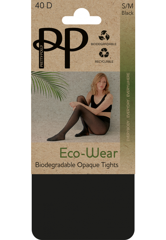 40D Eco-Wear Opaque Tights In Black - Pretty Polly